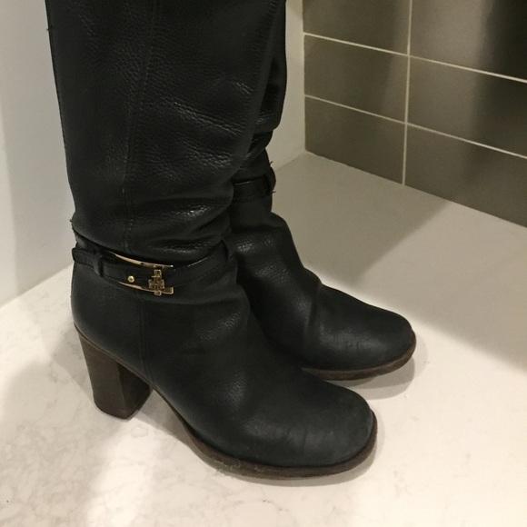 Tory Burch “Jenna” Black Leather Knee High Boots - Picture 7 of 8